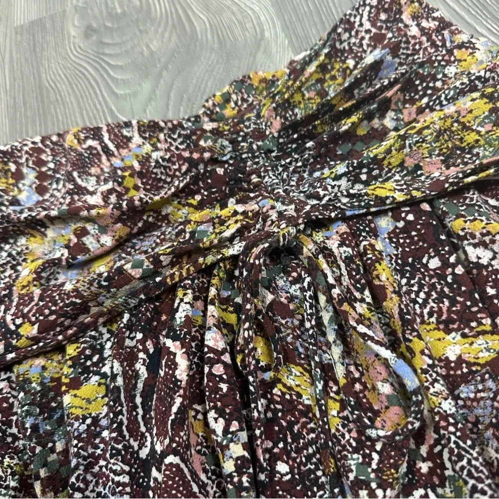 Free People Snake Print Mini Skirt Ruched Waist Size‎ 8